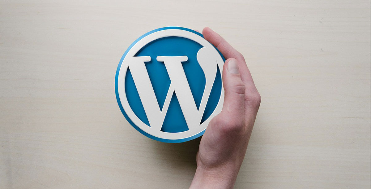 WordPressのロゴを持つ手