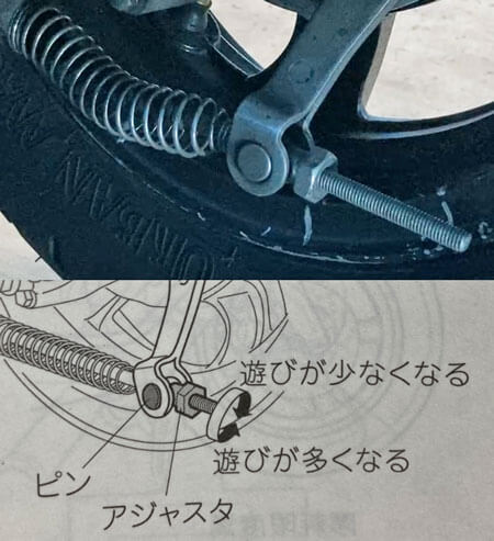 アドレス125のブレーキレバーの遊びの調整方法