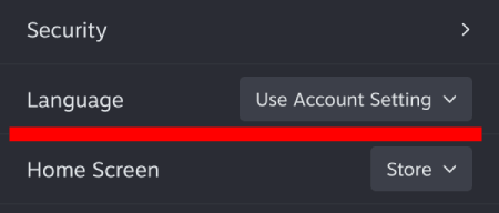 Steamアプリの言語選択