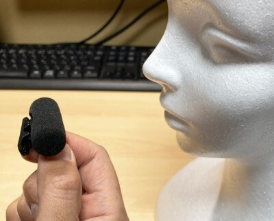 風防のスポンジを装着したECM-LV1