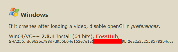 Avidemuxのダウンロードページ